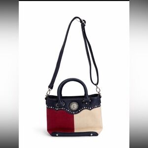 Montana West Patriotic Western Satchel Purse Red White Blue Studded Concho Bag